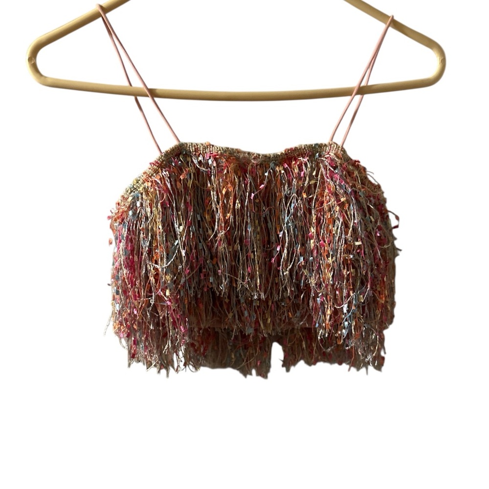 Colorful Fringe Crop Top